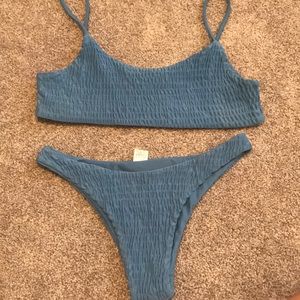 blue bikini scrunched detail